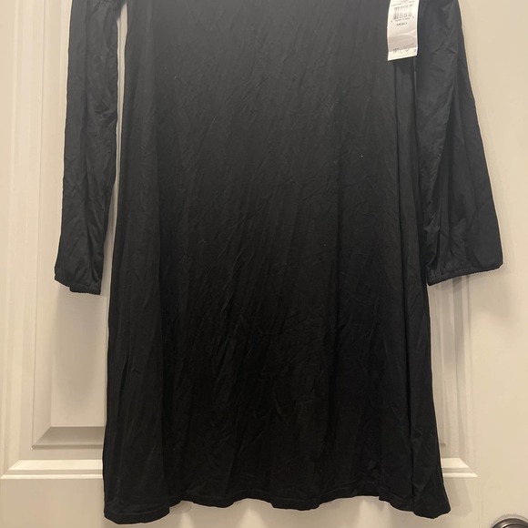 NEW 3 Dots Women's Black Lace Long Sleeve Crewneck Pullover Midi Dress Size S - Picture 3 of 6